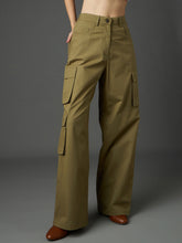 Olive Twill Box Pocket Straight Cargo Pants SASSAFRAS